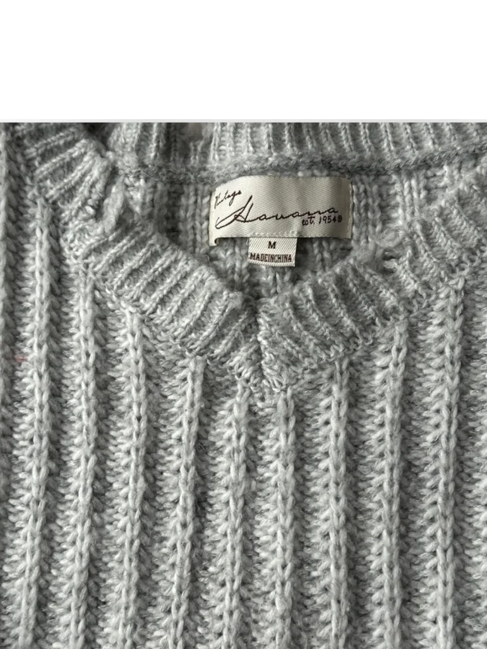 Vintage Havana cable knit grey and black star sleeve sweater